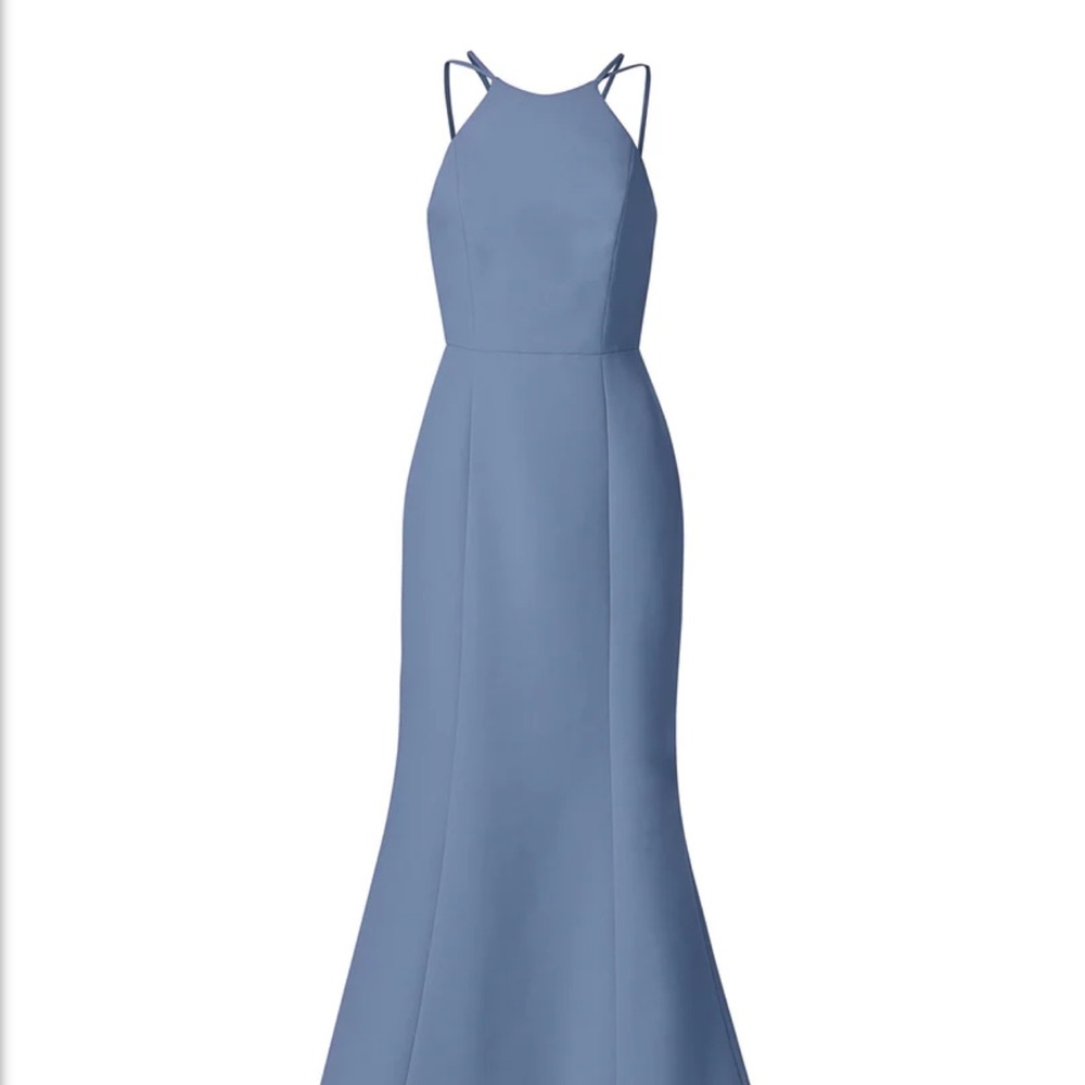 Amsale Blue Halter Neck Sheath Dress - size 6 extra length - NEW with tags